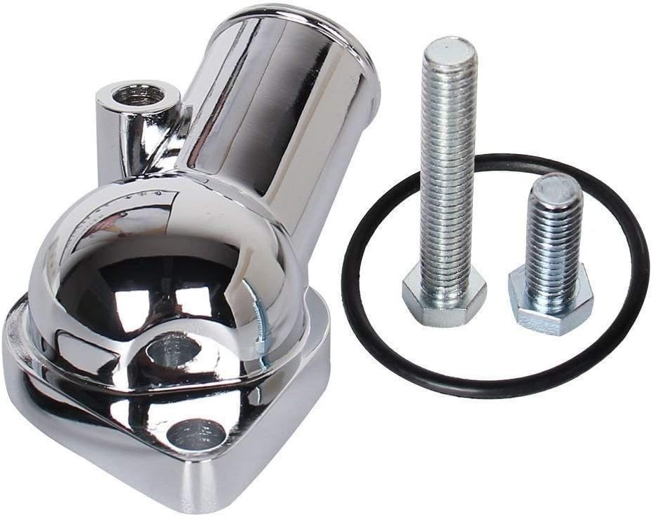 21 Degree Chrome Water Neck Thermostat Housing Fit for Chevy V8 5.7L 350 454 Sma