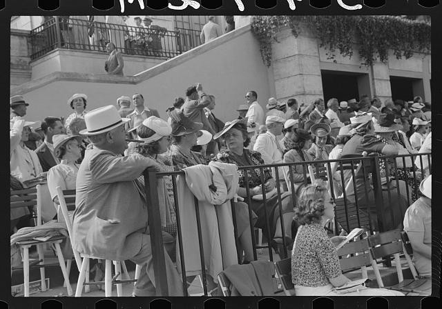 Photo:Miami Florida Hialeah Park Horse Races 1939 Crowd at Track