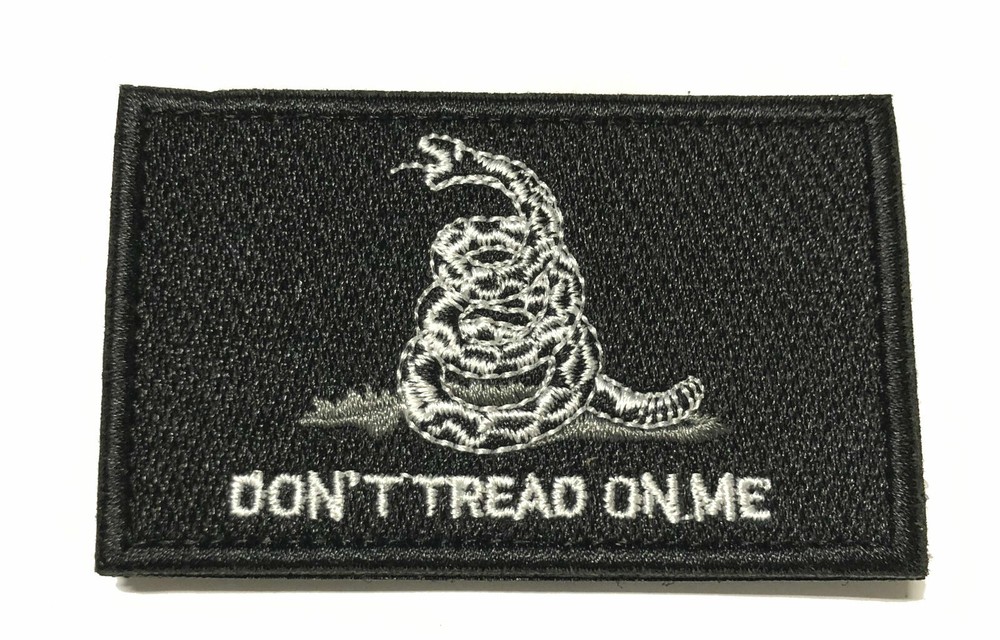 Gadsden Flag Black Patch Embroidered Hook Loop Applique Rattlesnake