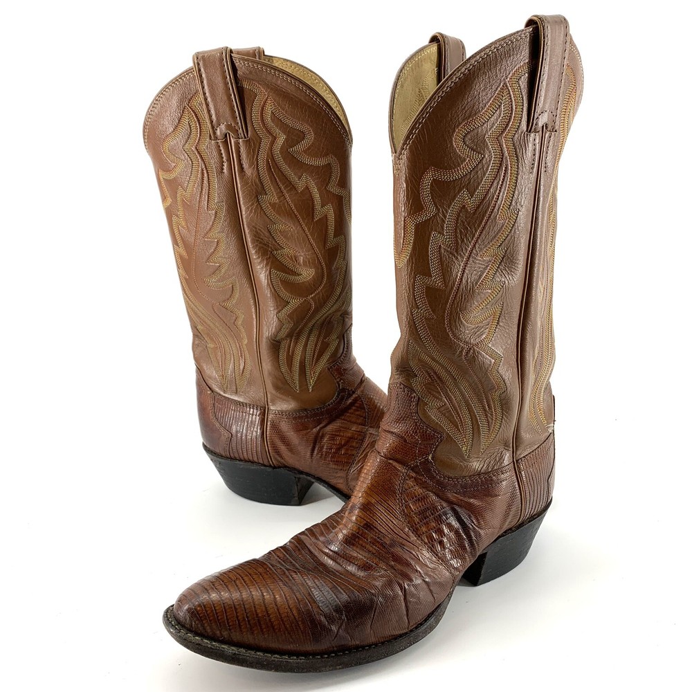 Justin Brown Exotic Iguana Lizard Boots Style 8303 Size 9.5D