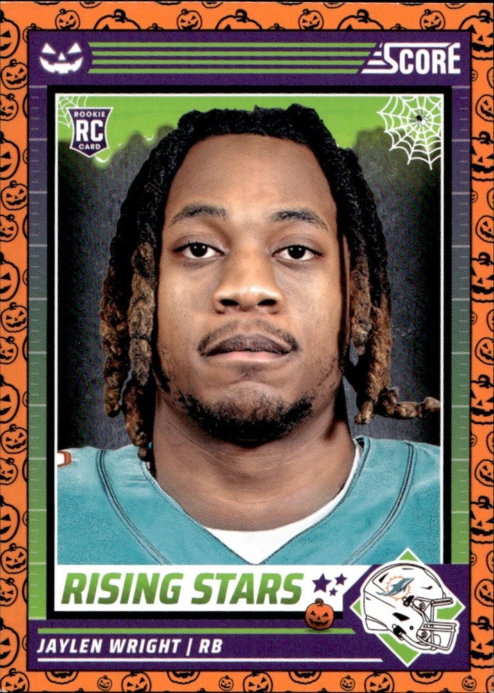 2024 Score-A-Treat Rising Stars Jaylen Wright Miami Dolphins #27 Orange Pumpkin