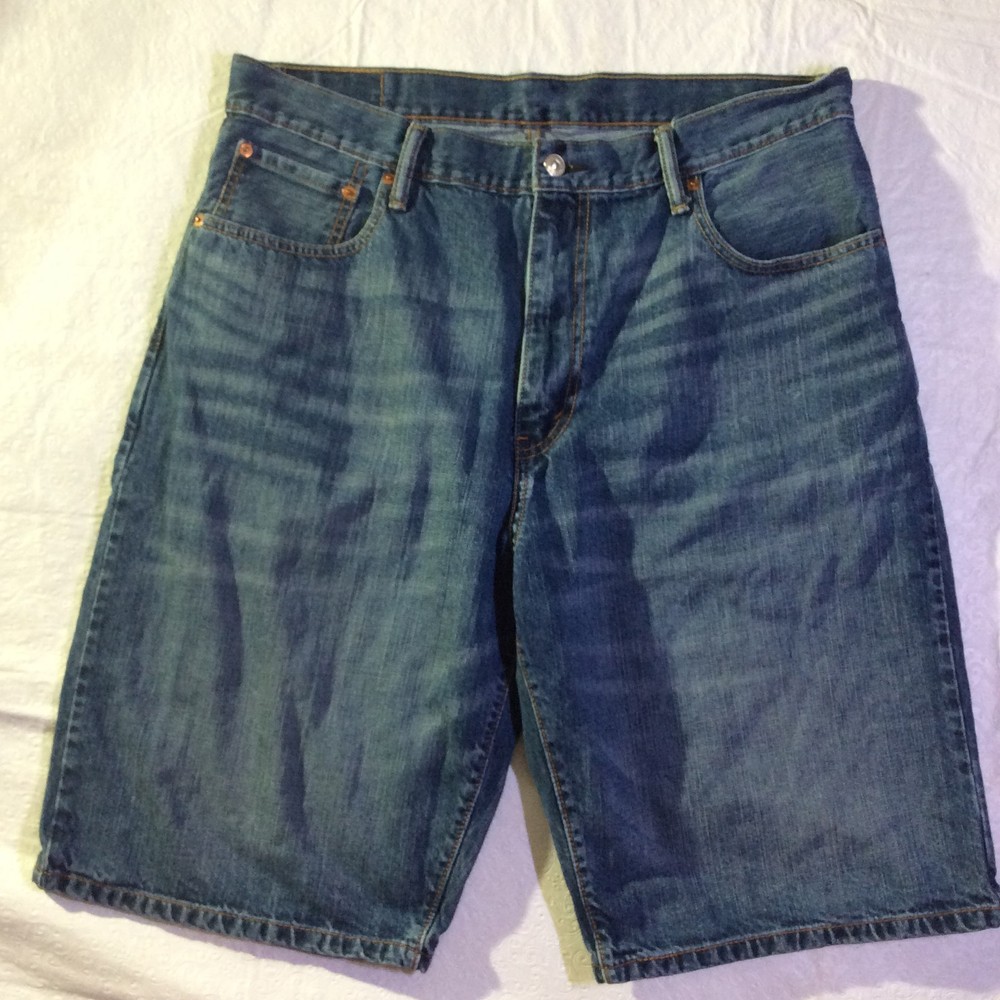 Levi's 569  Bermuda Shorts Men's 36 Blue Jean Denim Chino Zipper Casual Pockets