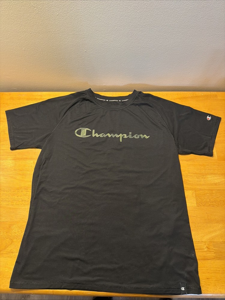 Champion Men’s Size Large Black Short Sleeve Athletic Crew Neck T Shirt