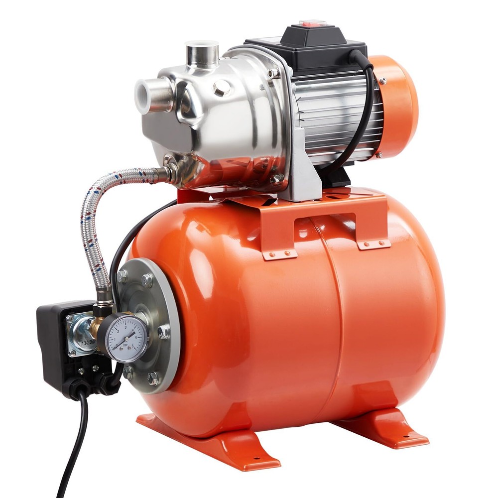 1.6HP Shallow Well Pump Pressure Tank 1200GPH Stainless Steel Irrigation JetPump