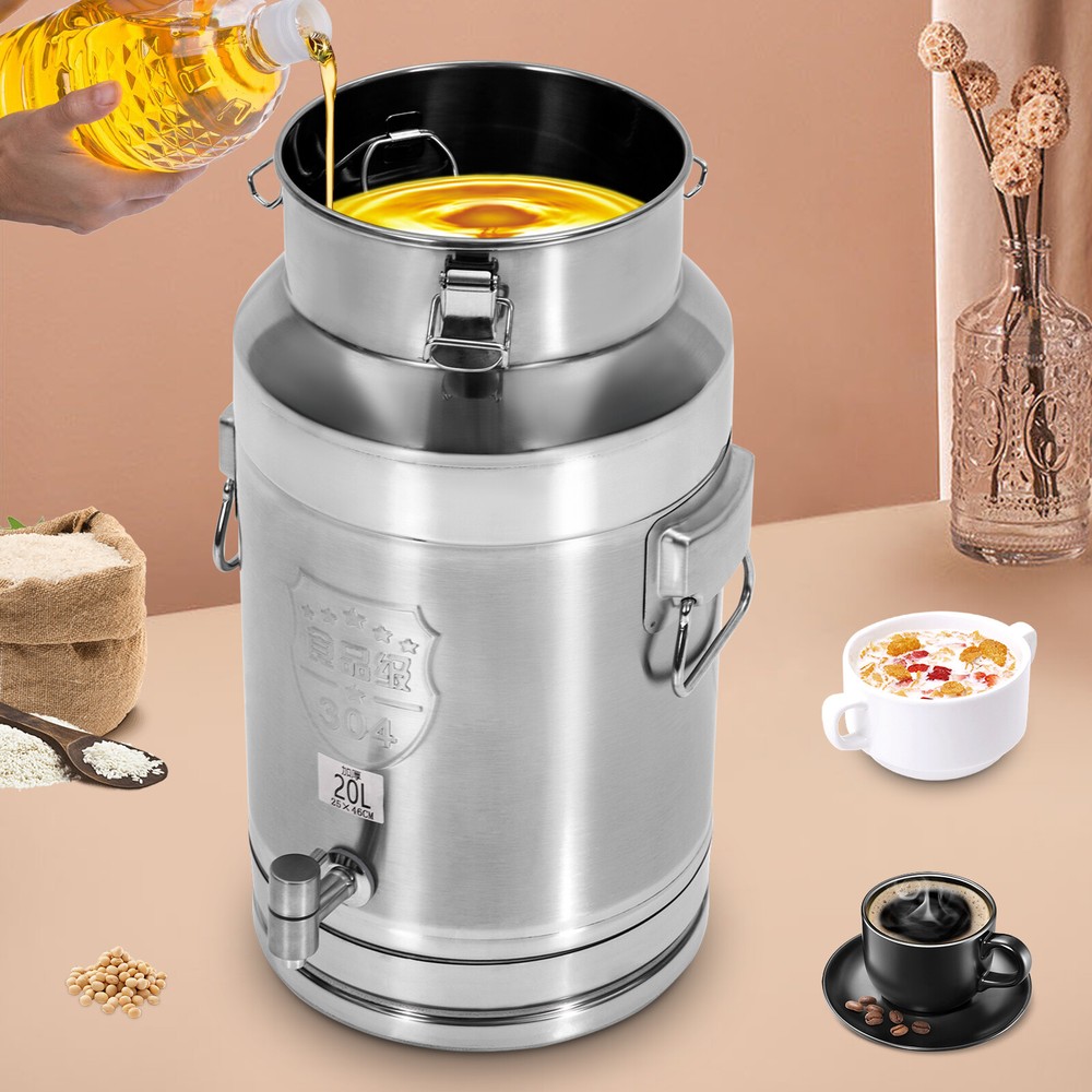 304 Stainless Steel Beverage Dispenser - 5.28 Gallon Milk & Oil Storage