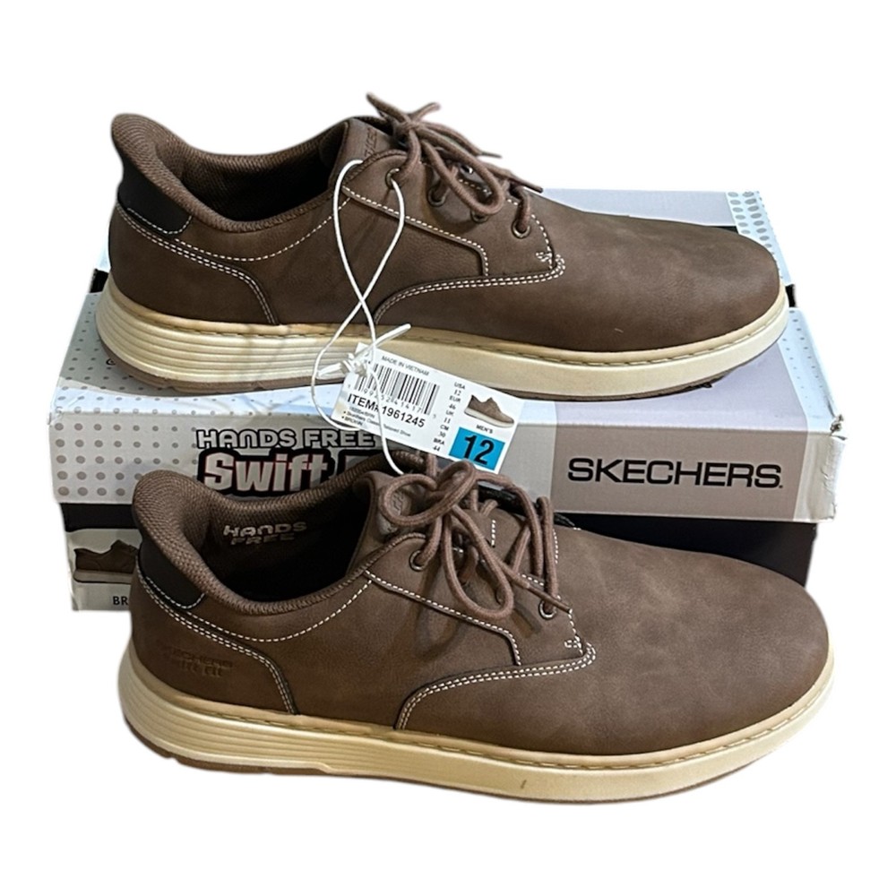 Skechers Men's Hands Free Swift Fit Memory Foam Casual Brown Shoes Size 12