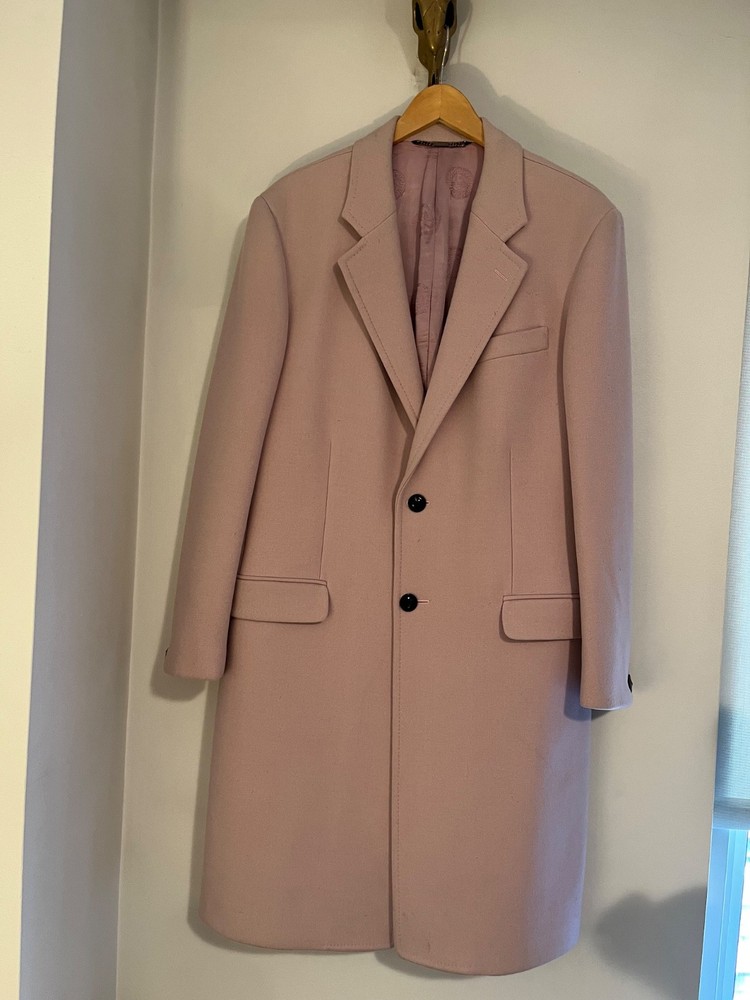 mens versace wool coat in pink