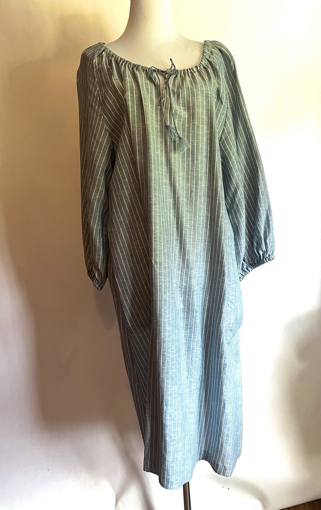 JW Anderson X Uniqlo Blue What Pinstriped Smock Dress Pockets Size Large