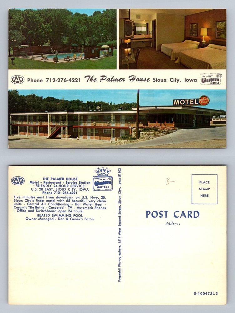 Sioux City, IA-Iowa, Palmer House Best Western Motel Pool Vintage Postcard