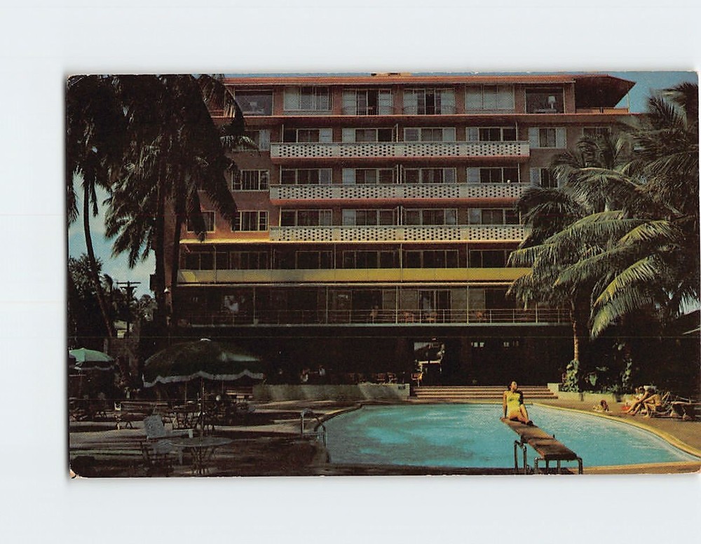 Postcard Swimming Pool At Edgewater Hotel Waikiki Hawaii