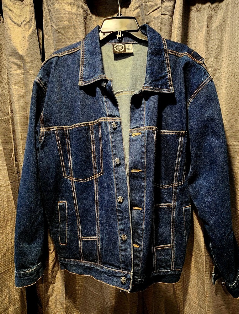 NOIZ Men's Blue Denim Button Jean Jacket Urban Hip Hop Style - Size M