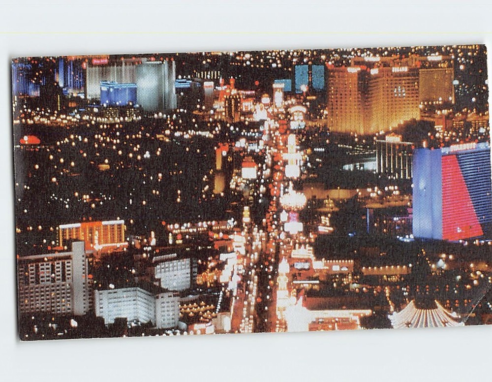 Postcard Aerial View of the Las Vegas Strip at Night Nevada