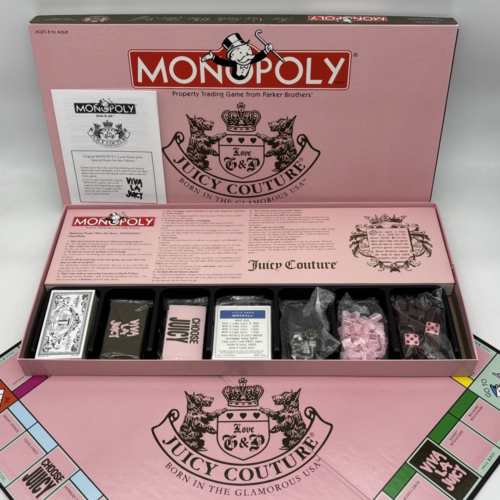 Juicy Couture Monopoly Board Game Pink Fashion Complete Damaged Box Sealed Packs