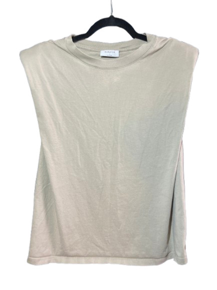 Babaton Aritzia, Women's Power Crop, Shoulder pad tank top, Olive Beige, Size L.