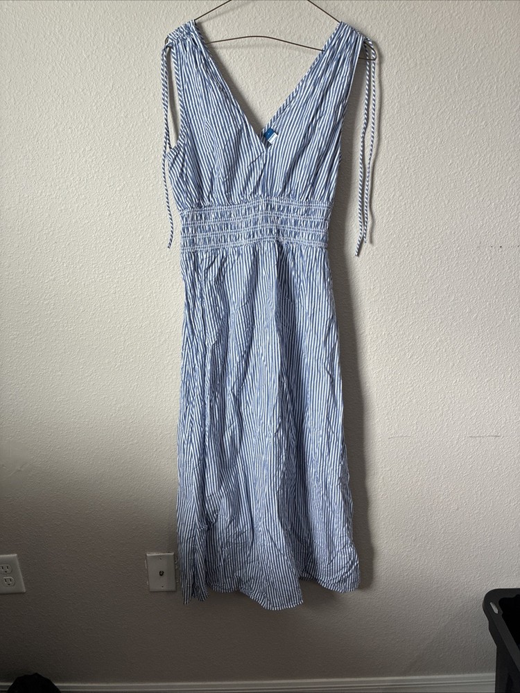 Old Navy White And Blue Striped Dress Women’s Small