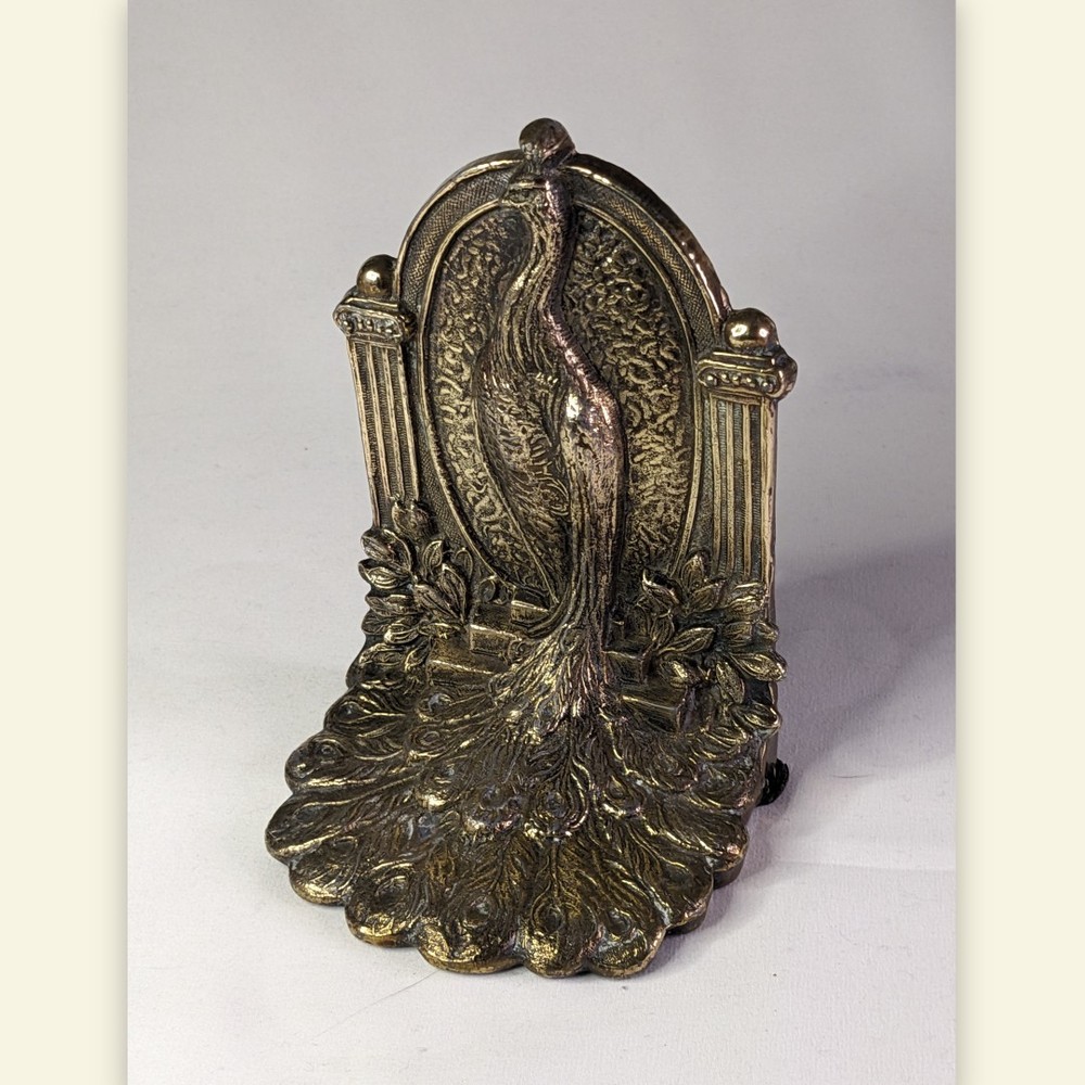 Antique Bronze Art Deco Peacock Bookend (Weidlich Brothers?)