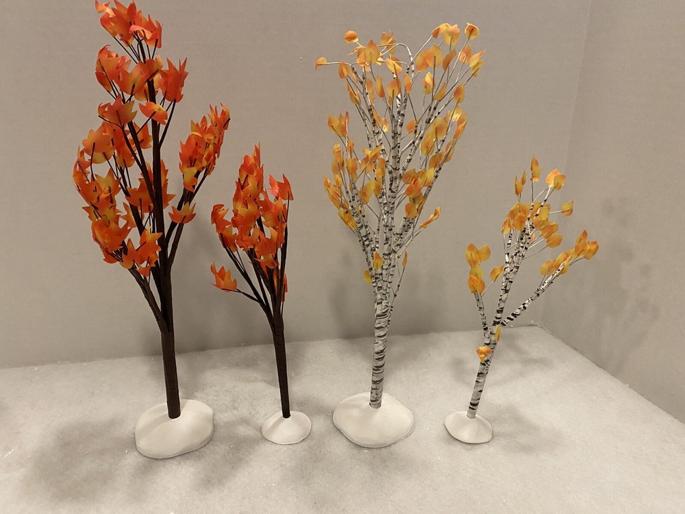 Set of 4 Department 56 Village Autumn Fall Maple and Birch Trees No Box 52655