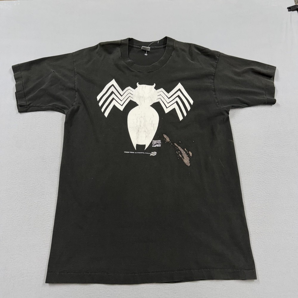 Vintage Marvel Venom Shirt Mens XL Black Spider Logo Fruit Of The Loom 1993