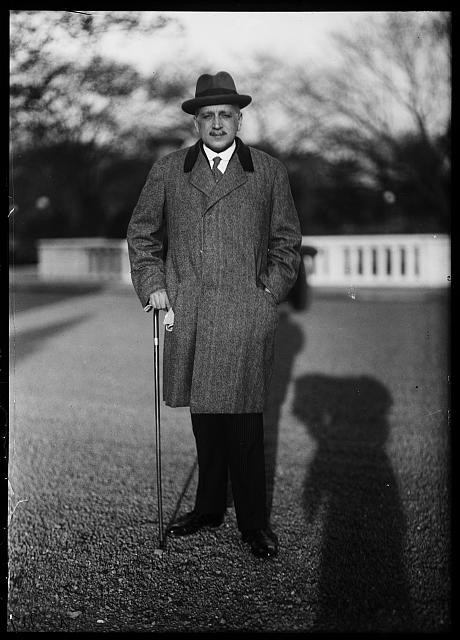 Photo:Man with Cane Hat Overcoat 1910s Portrait Photograph