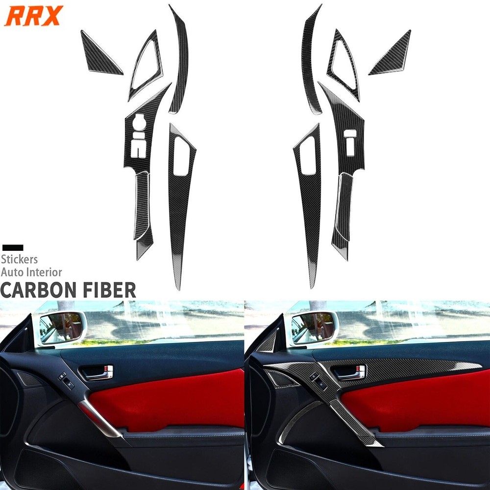 14x Real Carbon Fiber Interior Door Panel Cover For Hyundai Genesis Coupe 13-16