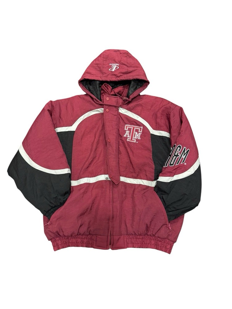 Vintage Logo Athletic Texas A&M Aggies Hooded Jacket XL Maroon Full-Zip PreOwned