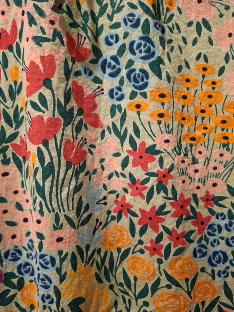 Olivia James The Label Women M Green Floral Boho Maxi Dress Lined Pockets Cotton