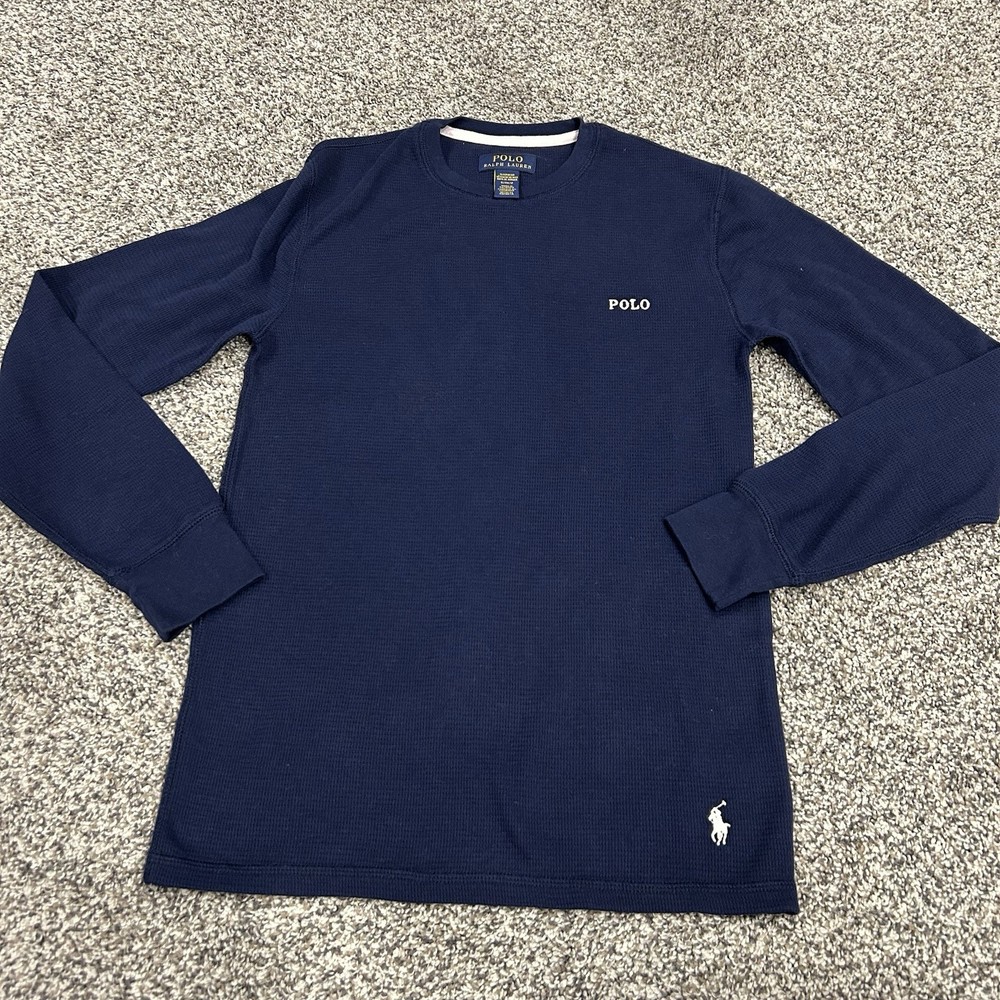 Polo Ralph Lauren Shirt Mens Small Blue Thermal Waffle Knit Embroidered Logo