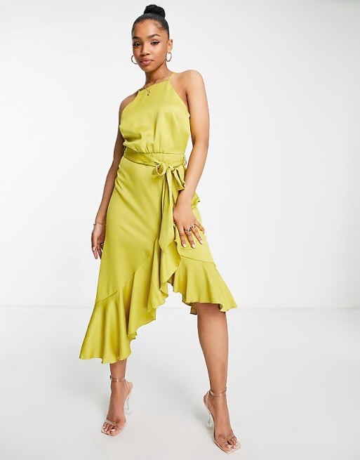 Women’s Midi Halter Lime Green Dress ASOS Size 6