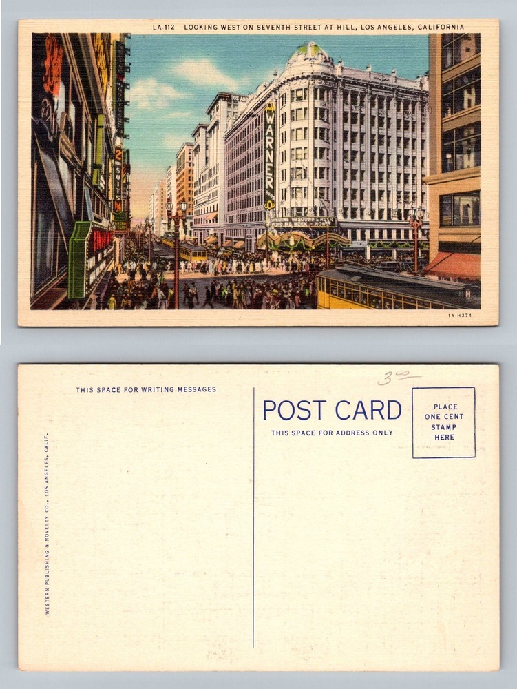 Los Angeles, CA-California, Seventh Street Hill Warner Theater Vintage Postcard