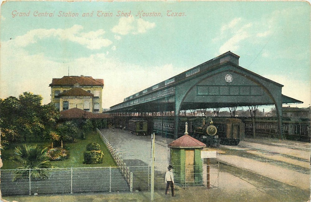 c1910 Houston Texas Railroad Depot Grand Central Station Teolin Postcard 25-8532
