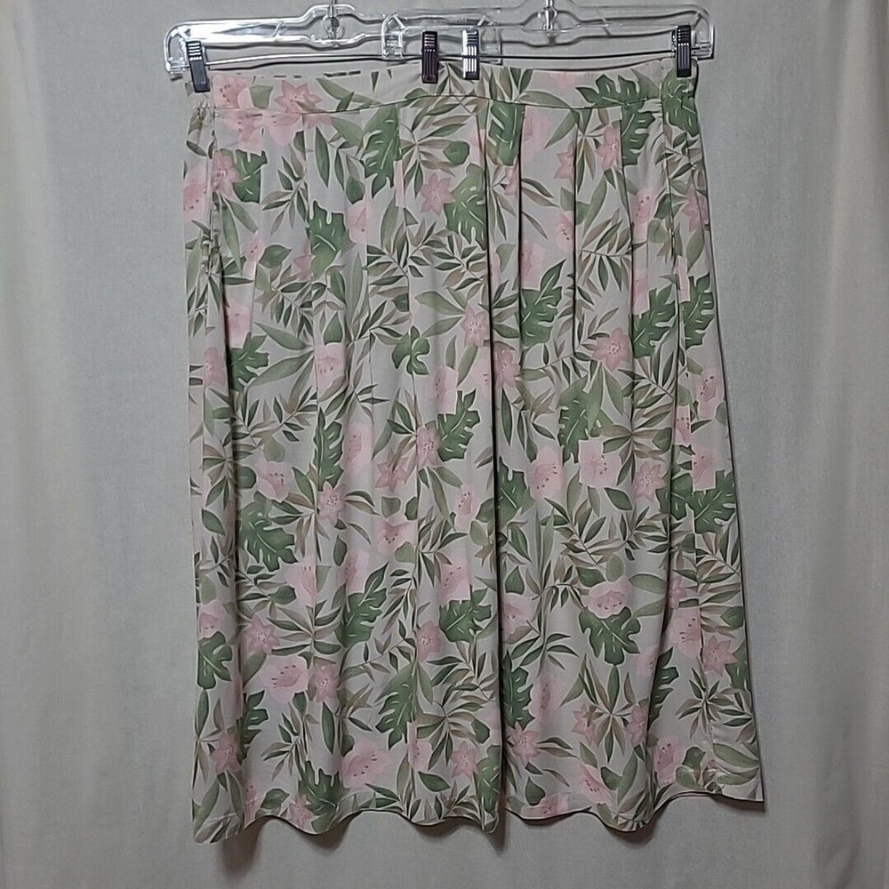 Sag Harbor Midi Skirt Womens Plus Size 2X Elastic Waist Floral Pull On Pockets