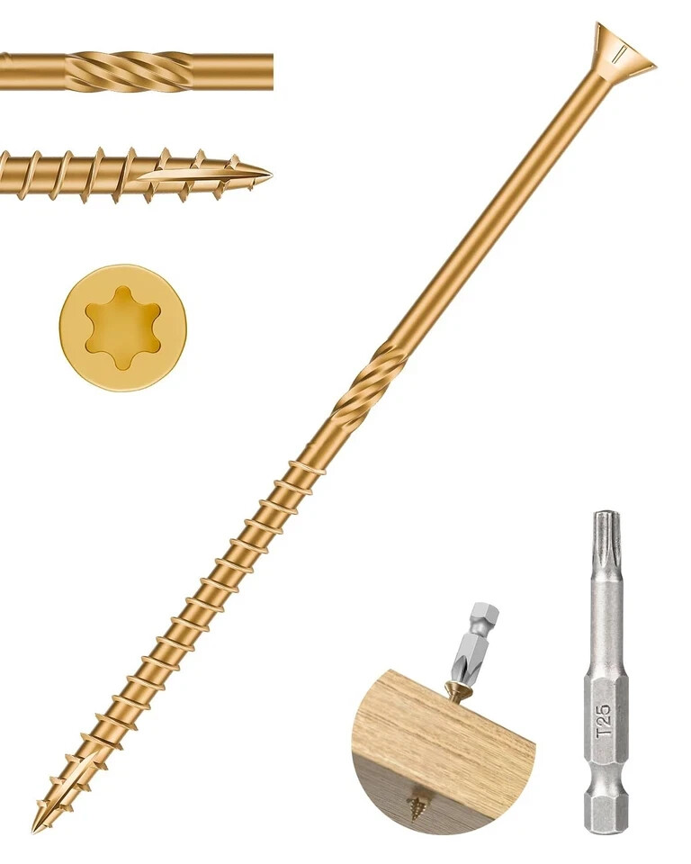 100 pcs #10x5 Deck Screws 5 inch Exterior Wood Screws,tan Color,Rust Resistan...