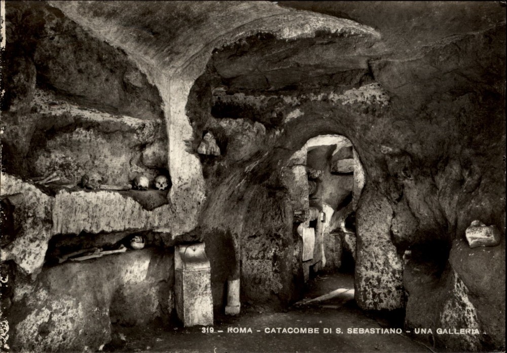 RPPC Catacombs of Saint Sebastian Rome Italy vintage postcard d679