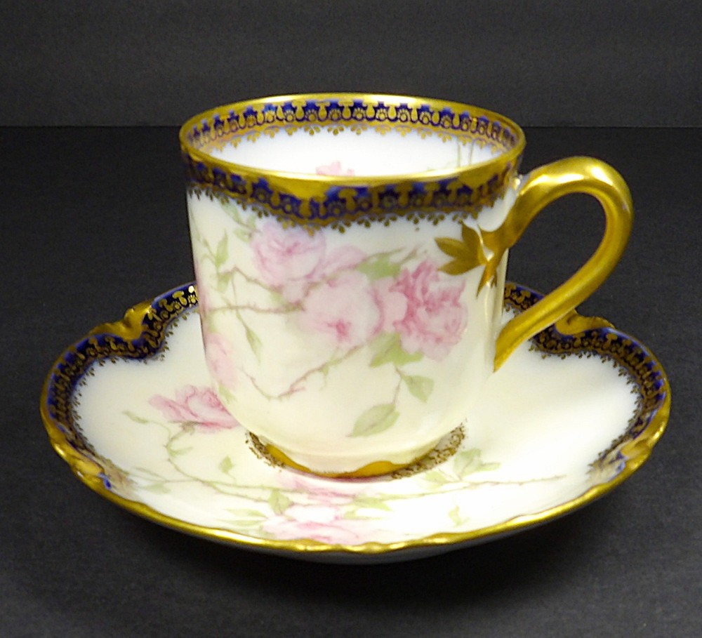 Vintage Demitasse Cup & Saucer Haviland Limoges Roses