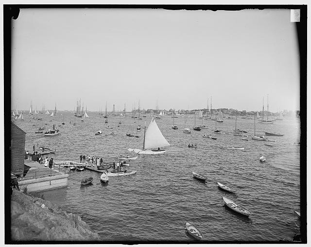 Photo:Marblehead Mass Harbor from Crocker Park 1906 Sailboats Waterfront