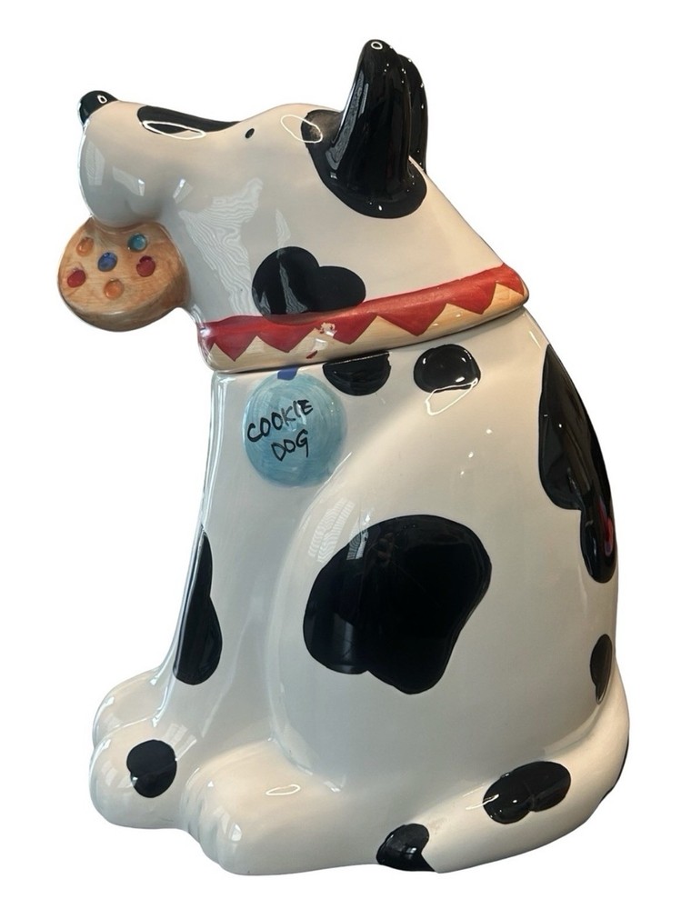 VTG 80s certified INT. Coco Dowley spotted dog cookie jar whimsical playful