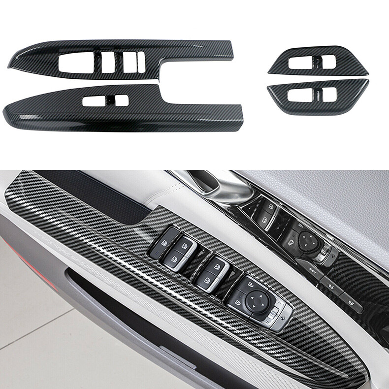 For Kia Carnival 2022-2023 Carbon Fiber Car Window Lift Switch Panel Cover Trim