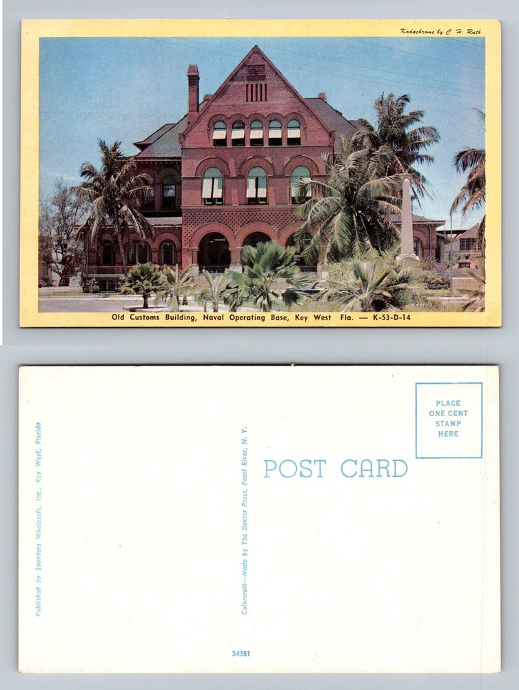 Key West, FL-Florida, Old Customs Building Naval Operating Base Vintage Postcard