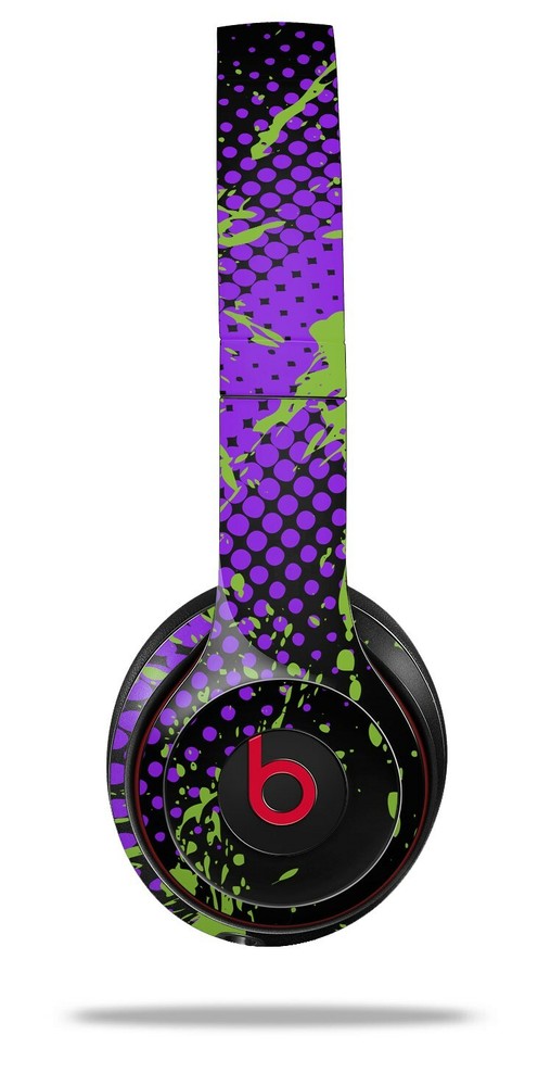 Skin Beats Solo 2 3 Halftone Splatter Green Purple Wireless Headphones