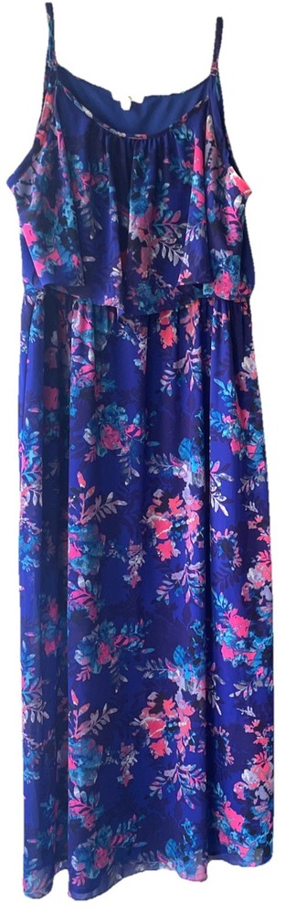 Love on a Hanger Women's Sleeveless Maxi Dress Size 2X multi Floral Ruffle top