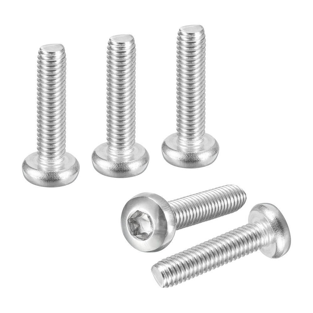 M6x25mm Pan Head Torx Security Screws - 24Pack - Stainless Steel - Silver