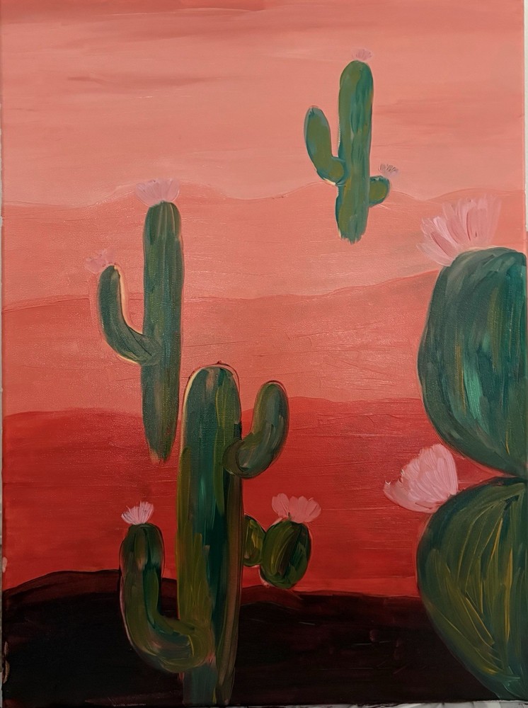 ORIGINAL NEW MEXICO Cactus Desert Oil Painting  Impressionism LARGE
