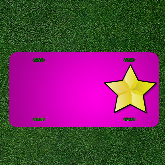 Design a Custom Yellow Star Car License Plate with Your Name Added