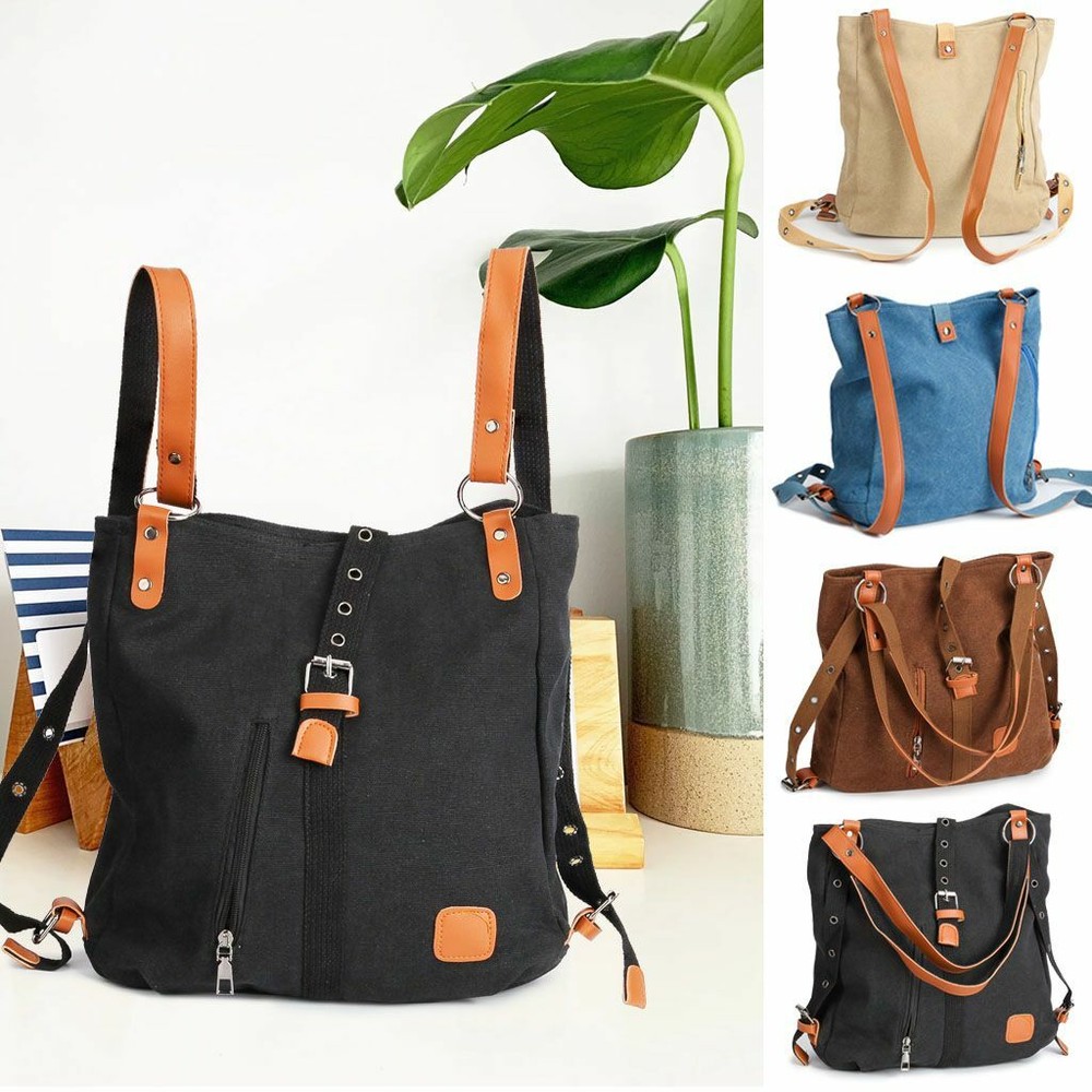 Women's Waterproof Large Canvas Backpack for School Travel Work  
