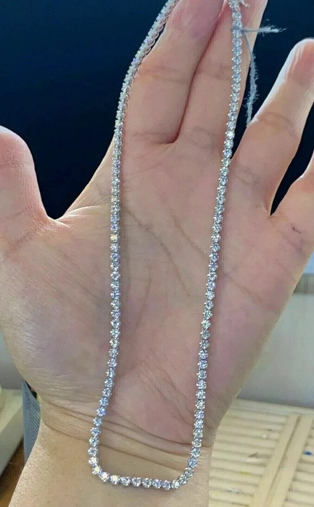 5mm Round Lab Diamond Tennis Necklace in 14K White Gold Plated for Women