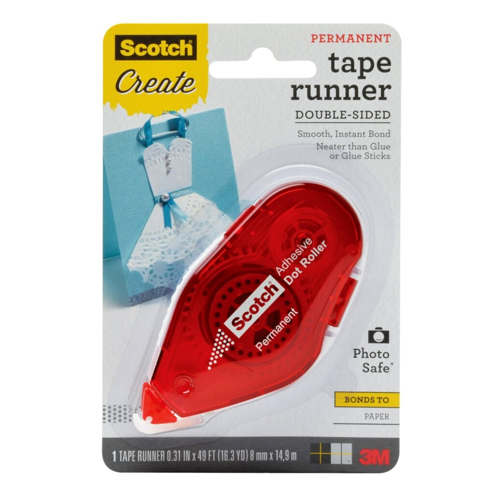 Scotch Tape Runner, Double Sided Tape Roller, .31 in x 49 ft, 1/Pack