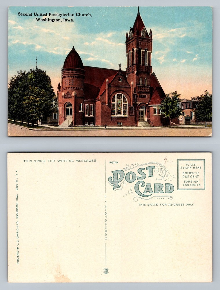 Washington, IA-Iowa, Second United Presbyterian Church Vintage Postcard