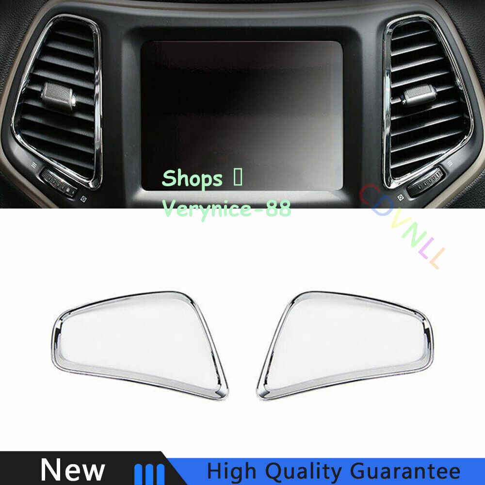 Fit For Jeep Cherokee 14-2018 Chrome Silver Middle Console Air Outlet Vent Trim