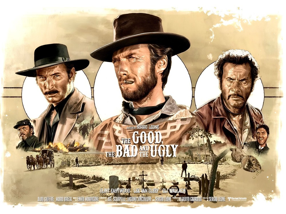 THE GOOD THE BAD AND THE UGLY quad poster print 30x40