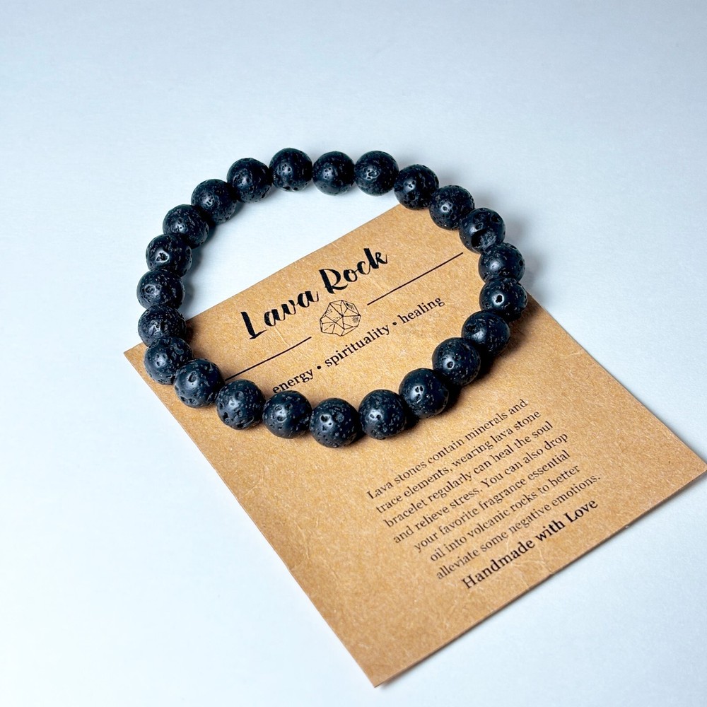 Lava Stone Essential Oil Diffuser Bracelet Aromatherapy Gift Set with Card Bag